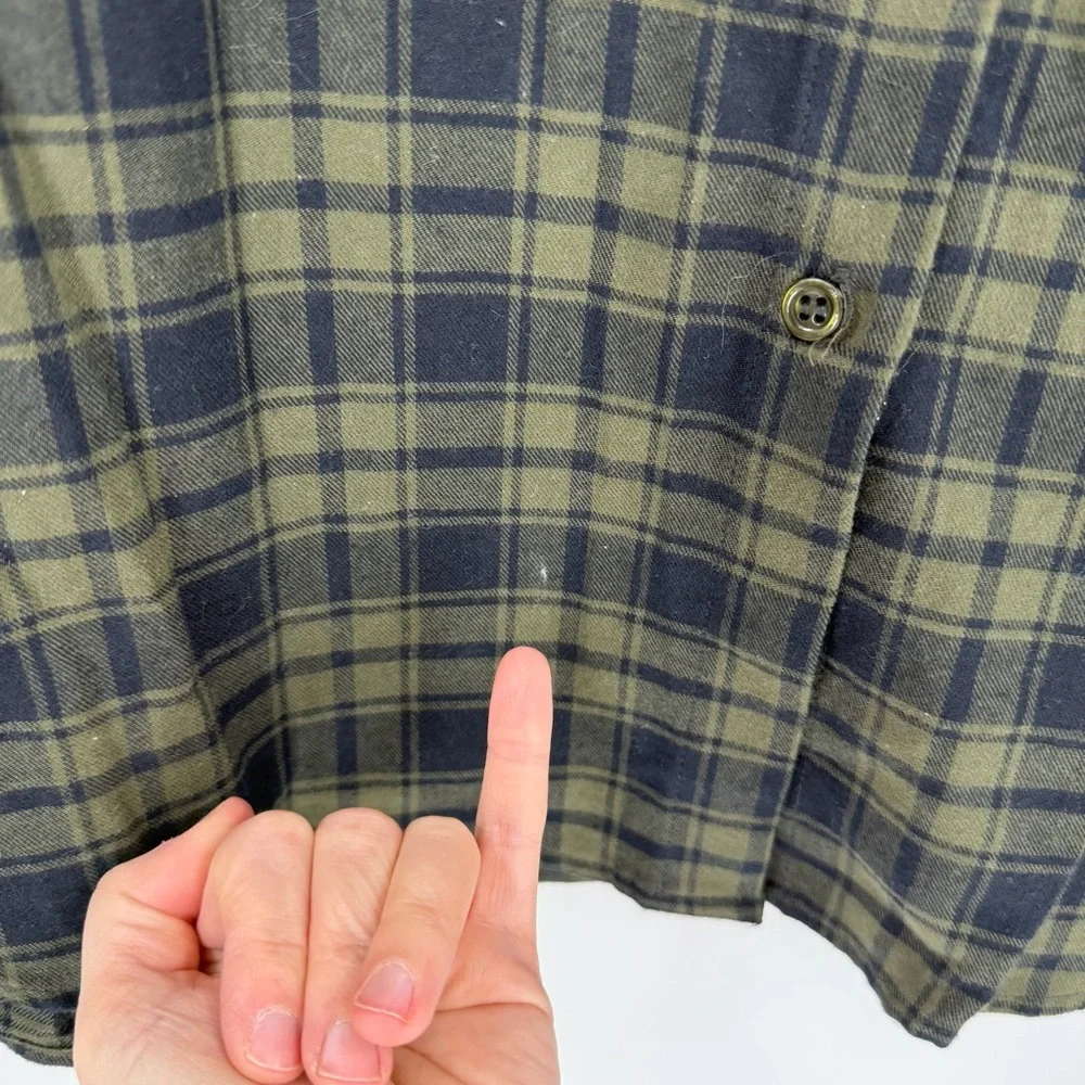 Two Thirty One Military Theme Patched Plaid Boyfriend Shirt Size M - Picture 4 of 11